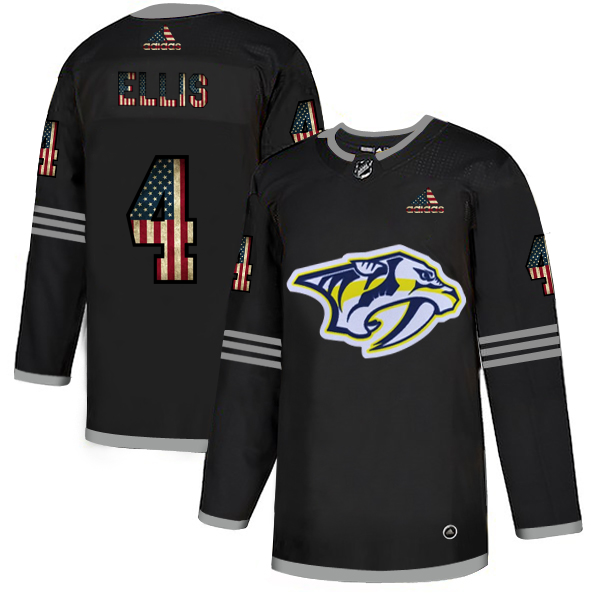 Nashville Predators #4 Ryan Ellis Adidas Men Black USA Flag Limited NHL Jersey